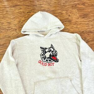Chinatown Market Good Boy Dog Graphic Heather Gray Pullover Hoodie Sweatshirt XS